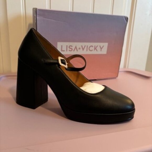 NWT Lisa Vicky Black Bobble Platform Maryjane Pump - 8 1/2 Women - Picture 6 of 10